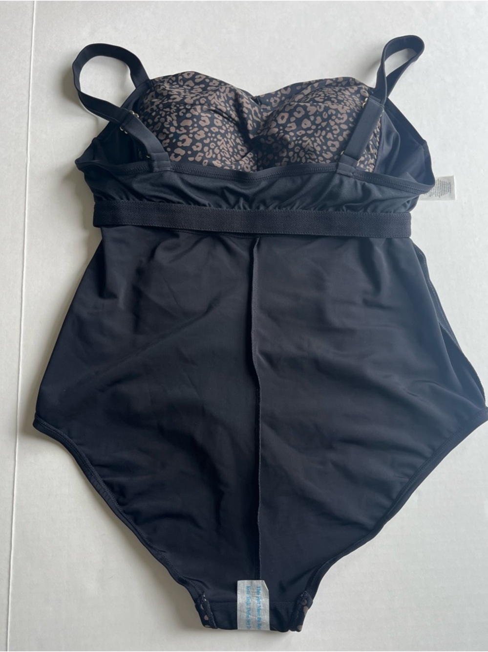 Ava & Viv Women’s Black Brown Leopard Print One Piece Slimming Swimsuit 18W - Picture 9 of 13